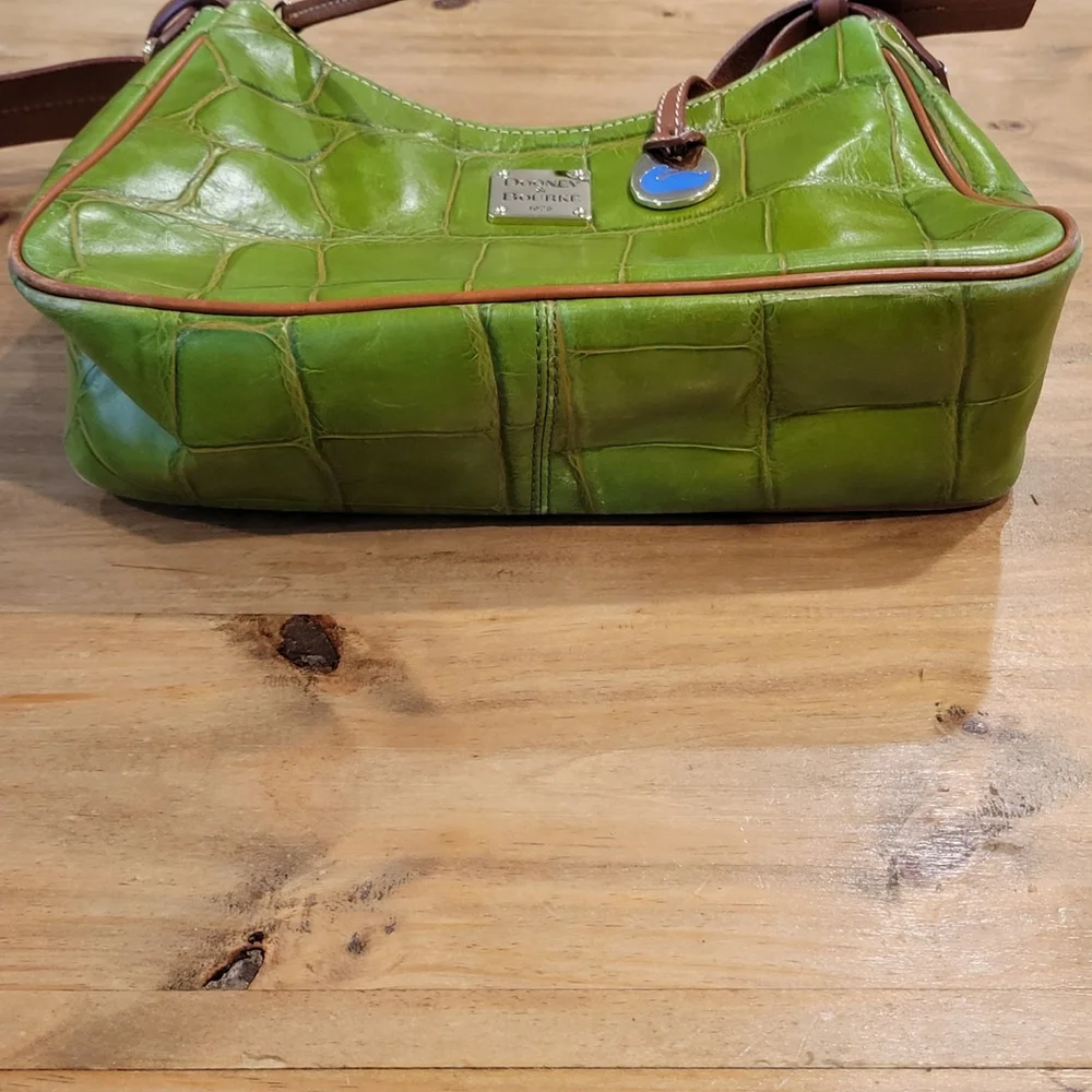 Dooney & Bourke Green Croc Embossed Leather Hobo Shoulder Bag Purse Vintage Y2K - Picture 4 of 16